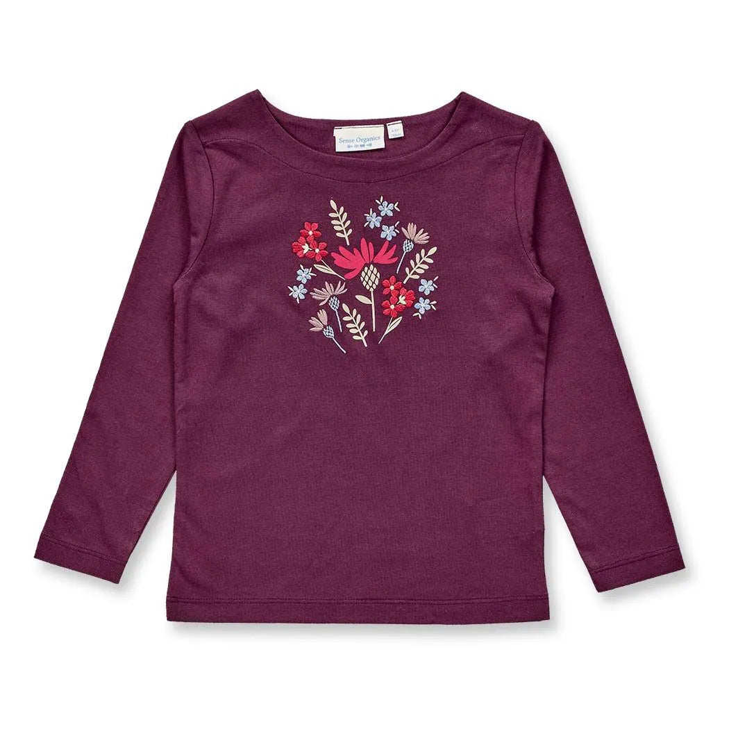 Sense Organics ALUNA Langarmshirt Pflaumenlila Blumen GOTS - Makimo - Smart Kids