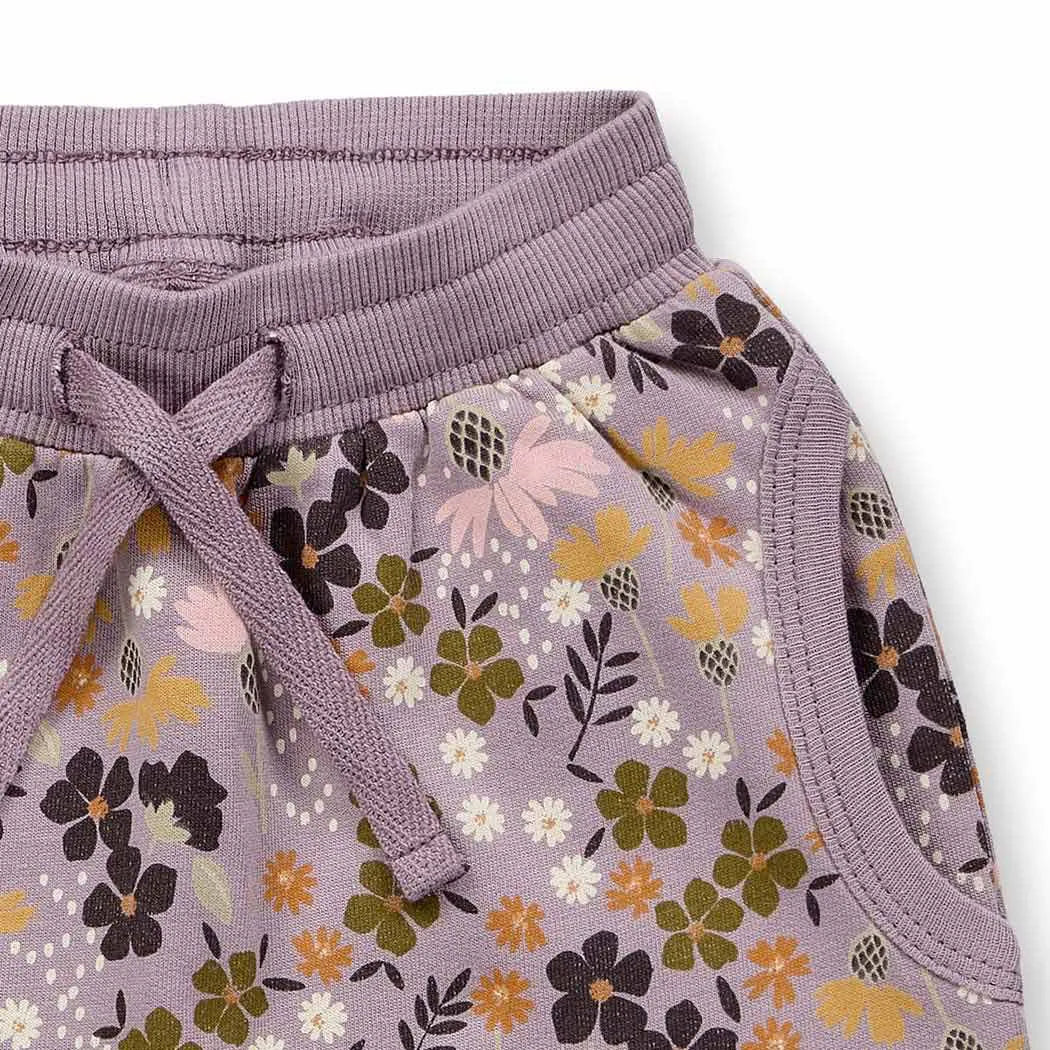 Sense Organics NEVIN Baby Sweathose Blumen Mauve GOTS - Makimo - Smart Kids
