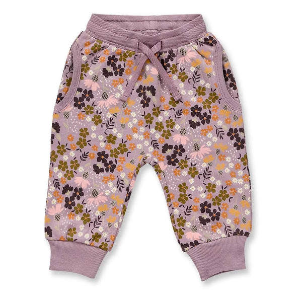 Sense Organics NEVIN Baby Sweathose Blumen Mauve GOTS - Makimo - Smart Kids