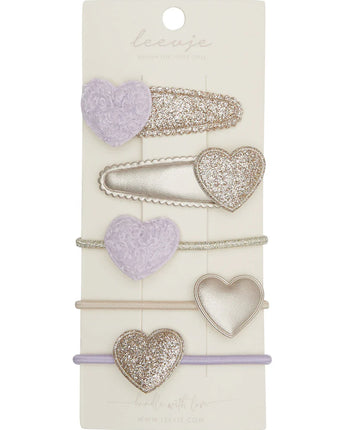 leevje - Haarspangen 'lavender teddy and heart mix'