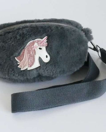 k:s me - Tasche Sidebag Plüsch Einhorn - Dunkelgrau