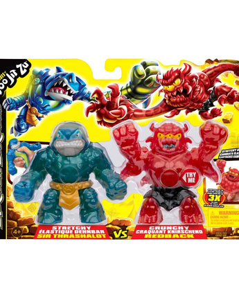 Heroes of Goo Jit Zu – Stretch Strikers 2er-Pack: Sir Thrashalot vs. Brinebrain Redback, elastische Actionfiguren