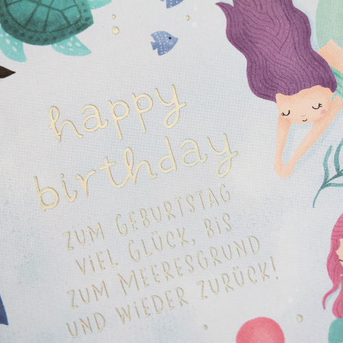 Grafikwerkstatt - Quadratische Doppelkarte "frech, wild & wunderbar" - Meerjungfrauen