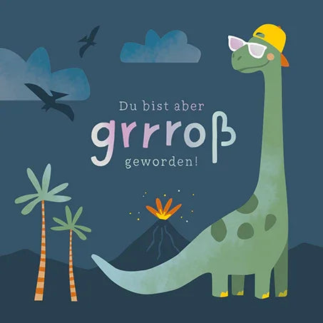 Grafikwerkstatt - Quadratische Doppelkarte "frech, wild & wunderbar" - Dino - Makimo - Smart Kids