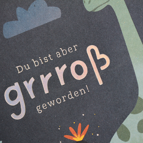 Grafikwerkstatt - Quadratische Doppelkarte "frech, wild & wunderbar" - Dino