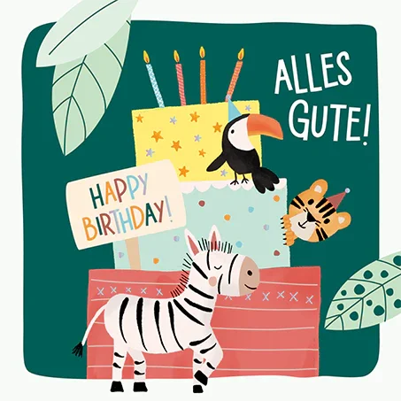 Grafikwerkstatt - Quadratische Doppelkarte "frech, wild & wunderbar" - Happy Birthday - Makimo - Smart Kids