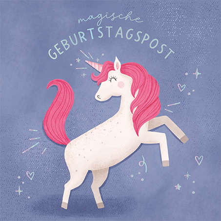 Grafikwerkstatt - Quadratische Doppelkarte "frech, wild & wunderbar" - Einhorn