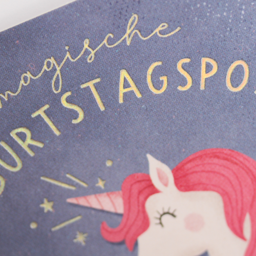 Grafikwerkstatt - Quadratische Doppelkarte "frech, wild & wunderbar" - Einhorn
