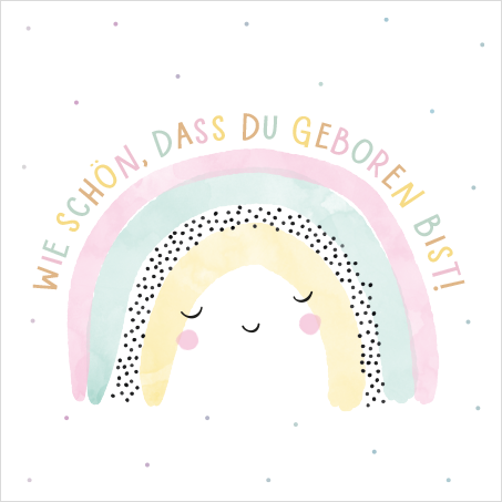 Grafikwerkstatt - Quadratische Doppelkarte "frech, wild & wunderbar" - Regenbogen