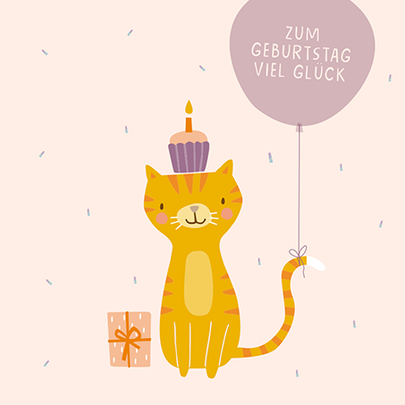 Grafikwerkstatt - Quadratische Doppelkarte "frech, wild & wunderbar" - Katze