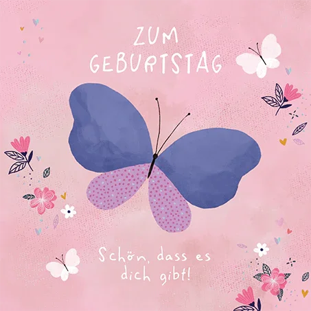 Grafikwerkstatt - Quadratische Doppelkarte "frech, wild & wunderbar" - Schmetterling - Makimo - Smart Kids