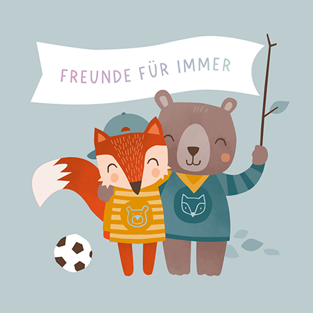 Grafikwerkstatt - Quadratische Doppelkarte "frech, wild & wunderbar" - Freunde für immer