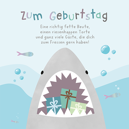 Grafikwerkstatt - Quadratische Doppelkarte "frech, wild & wunderbar" - Hai