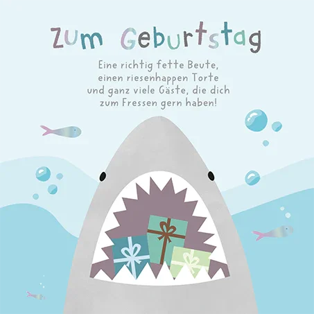 Grafikwerkstatt - Quadratische Doppelkarte "frech, wild & wunderbar" - Hai - Makimo - Smart Kids