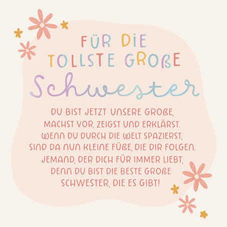 Grafikwerkstatt - Quadratische Doppelkarte "frech, wild & wunderbar" - Für die tollste große Schwester