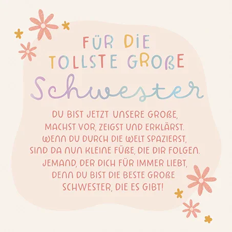Grafikwerkstatt - Quadratische Doppelkarte "frech, wild & wunderbar" - Für die tollste große Schwester - Makimo - Smart Kids