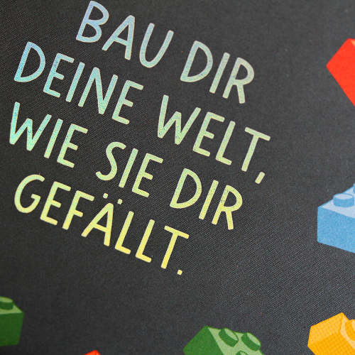Grafikwerkstatt - Quadratische Doppelkarte "frech, wild & wunderbar" - Bau dir deine Welt, wie sie dir gefällt