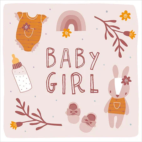 Grafikwerkstatt - Quadratische Doppelkarte "frech, wild & wunderbar" - Baby Girl - Makimo - Smart Kids