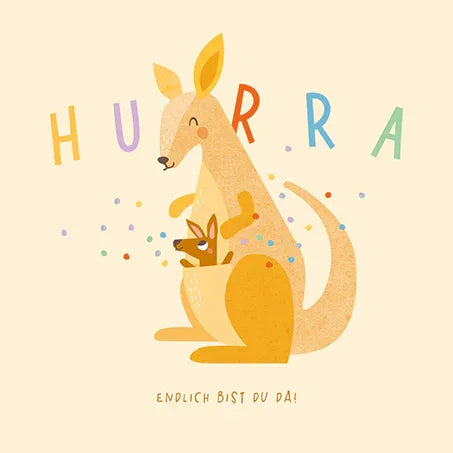 Grafikwerkstatt - Quadratische Doppelkarte "frech, wild & wunderbar" - Hurra, endlich bist du da! - Makimo - Smart Kids