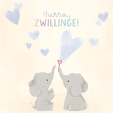 Grafikwerkstatt - Quadratische Doppelkarte "frech, wild & wunderbar" - Hurra, Zwillinge!