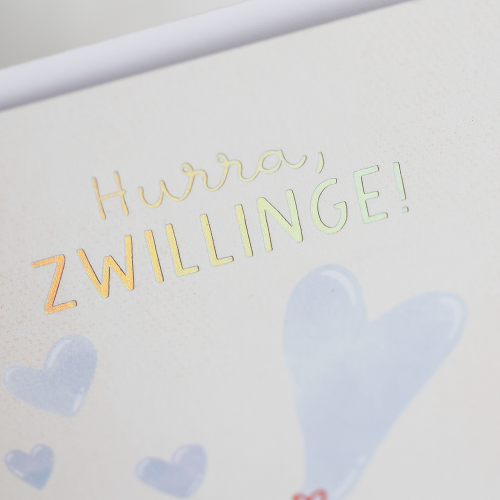 Grafikwerkstatt - Quadratische Doppelkarte "frech, wild & wunderbar" - Hurra, Zwillinge!