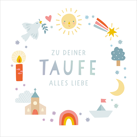 Grafikwerkstatt - Quadratische Doppelkarte "frech, wild & wunderbar" - Taufe