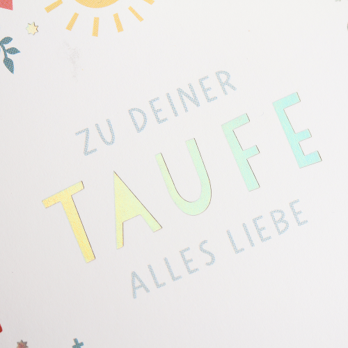 Grafikwerkstatt - Quadratische Doppelkarte "frech, wild & wunderbar" - Taufe