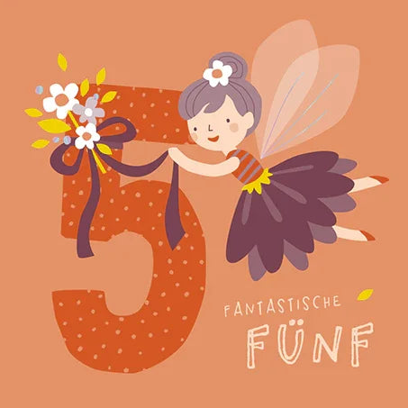 Grafikwerkstatt - Quadratische Doppelkarte "frech, wild & wunderbar" - Fantastische Fünf - Makimo - Smart Kids
