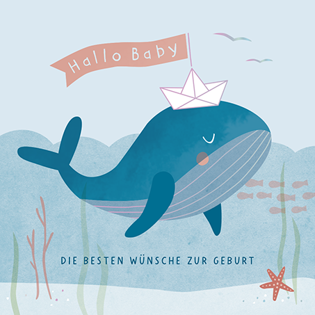 Grafikwerkstatt - Quadratische Doppelkarte "frech, wild & wunderbar" - Hallo Baby
