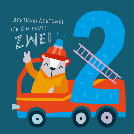 Grafikwerkstatt - Quadratische Doppelkarte "frech, wild & wunderbar" - Ich bin heute Zwei!
