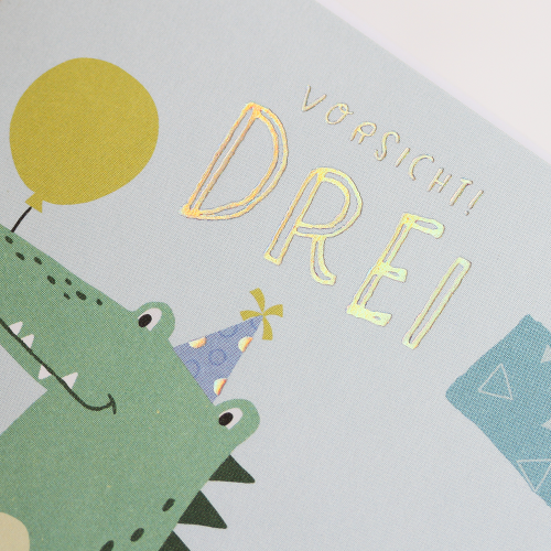 Grafikwerkstatt - Quadratische Doppelkarte "frech, wild & wunderbar" - Vorsicht! Drei