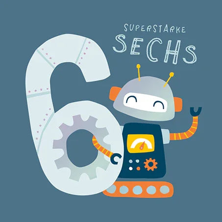 Grafikwerkstatt - Quadratische Doppelkarte "frech, wild & wunderbar" - Superstarke Sechs - Makimo - Smart Kids