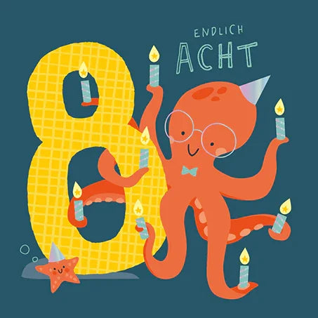 Grafikwerkstatt - Quadratische Doppelkarte "frech, wild & wunderbar" - Endlich Acht - Makimo - Smart Kids