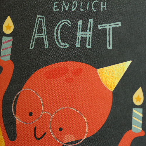 Grafikwerkstatt - Quadratische Doppelkarte "frech, wild & wunderbar" - Endlich Acht
