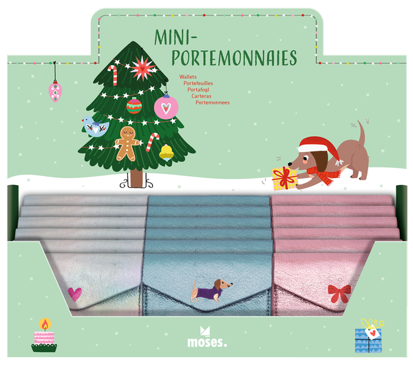 Moses - Mini-Portemonnaie Metallic – Dackel, Schleife & Herz