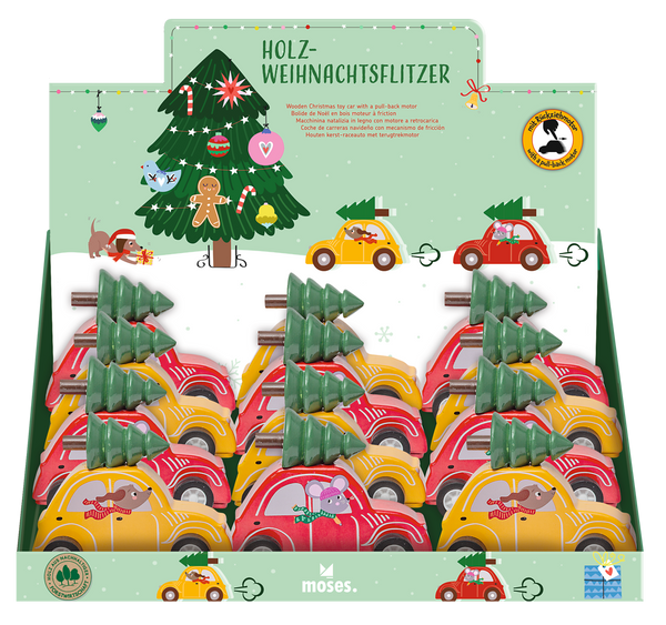 Moses - Holz-Weihnachtsflitzer mit Rückziehmotor