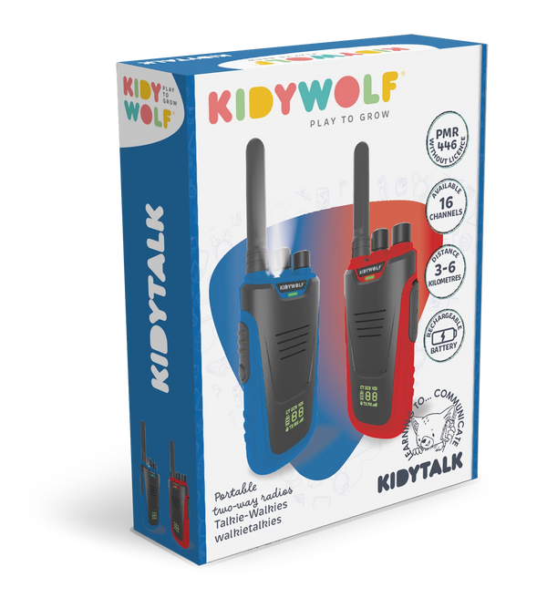 KIDYWOLF Walkie-Talkies mit Taschenlampe blau/rot