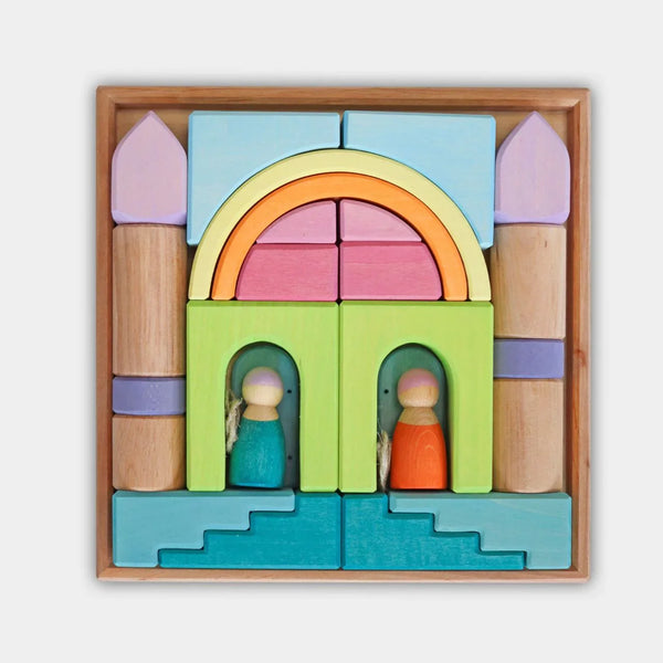 GRIMM’S Bauwelt Wolkenspiel – Zartes Pastell-Bauset mit beweglicher Tür - Makimo - Smart Kids