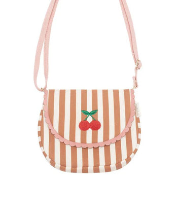 Strip Cherry Scallop Bag - Gestreifte Handtasche mit Kirschenmotiv von Rockahula