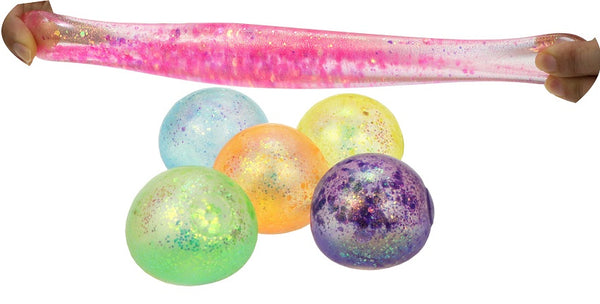 Stretchy Glitzer Ball – Anti-Stress Knautschball mit Glitzer, 65 mm