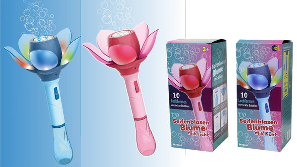 Seifenblasen Blume mit Licht – elektrische Seifenblasenmaschine mit Akku & LED