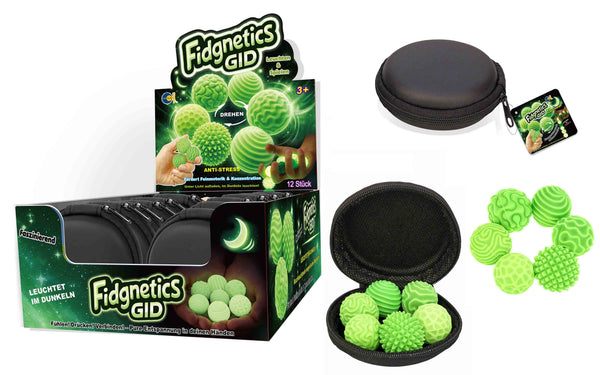 FidgNetics GID – Nachtleuchtendes Magnet-Fidget Sensorik-Tool mit 6 Oberflächenstrukturen ✨🌙