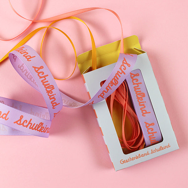avy&yves - Geschenkband-Set "Schulkind" - flieder/rosa/gelb