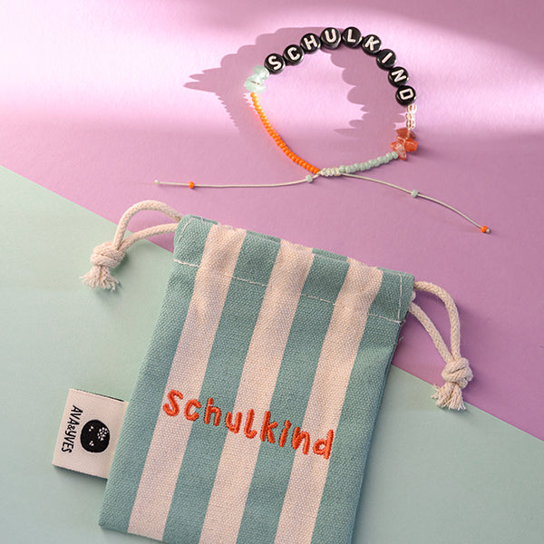 ava&yves - Perlenarmband "Schulkind" - mint/orange