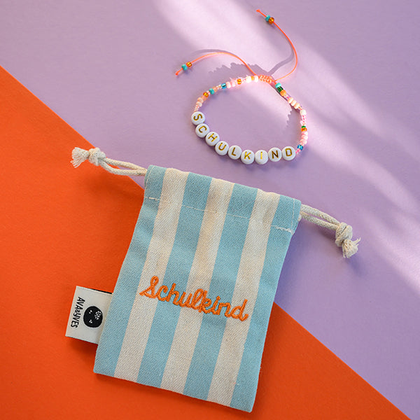 ava&yves - Perlenarmband "Schulkind" - orange/rosa