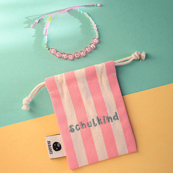 ava&yves - Perlenarmband "Schulkind" - rosa