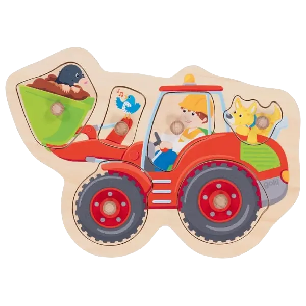 goki Steckpuzzle Schaufelbagger – Holzpuzzle für Kinder