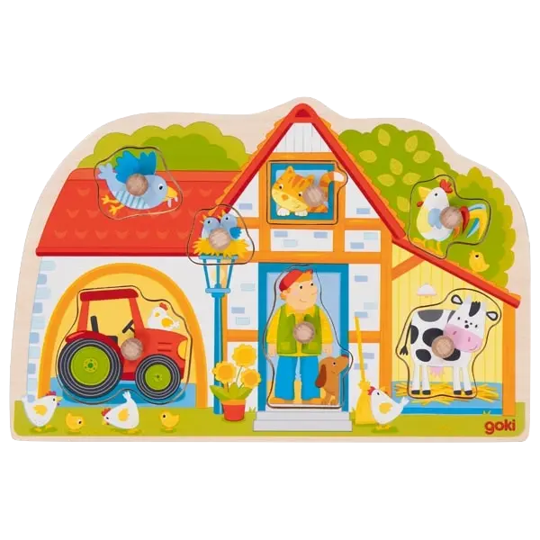 goki Steckpuzzle Unser Bauernhaus – Holzpuzzle für Kinder
