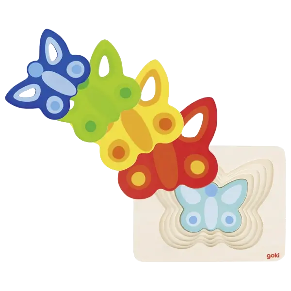goki Schichtenpuzzle Schmetterling II – Holzpuzzle für Kinder