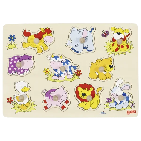 goki Steckpuzzle Tierkinder II – Holzpuzzle für Kinder